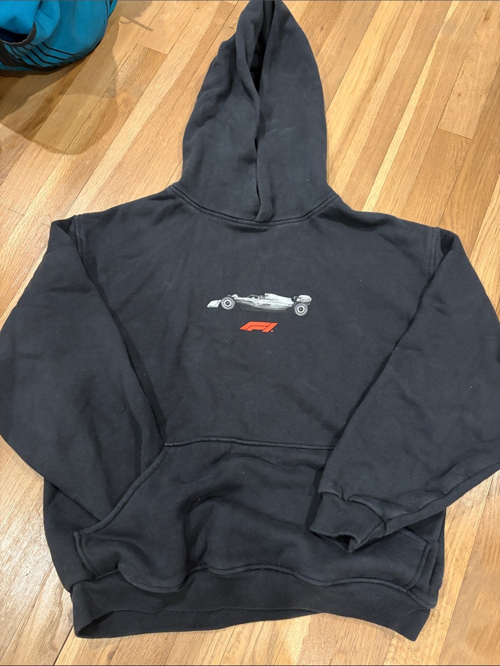 PacSun Black Crewneck Hoodie with F1 Race Car Graphic